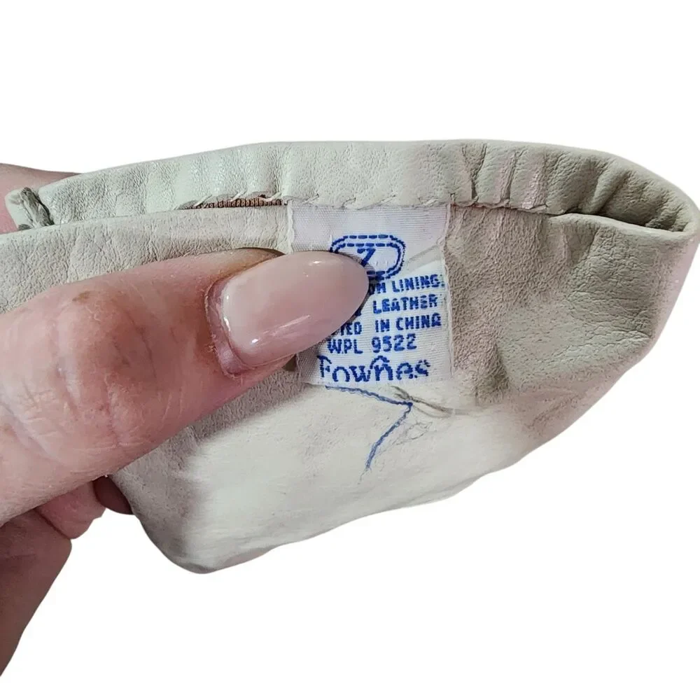 Vintage‎ Fownes Genuine Leather Gloves Cream White Women’s Size 7 Antron Lined